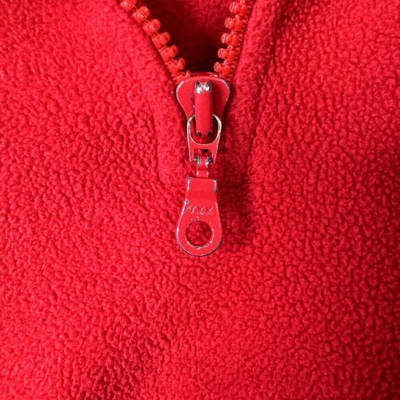 VTG Tommy Hilfiger Jeans Red Fleece 1/4 Zip Pullover Jacket Sweatshirt Mens Sz L - Picture 5 of 12